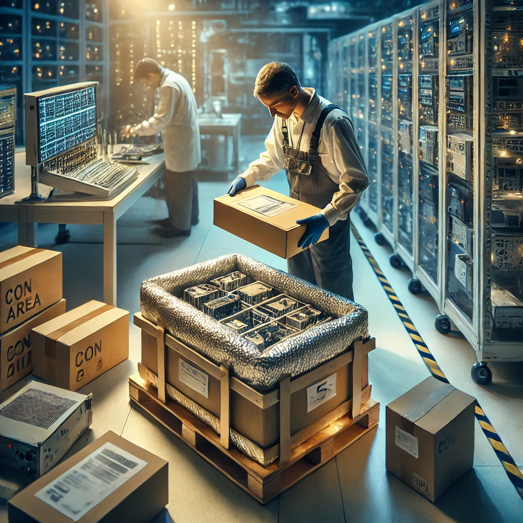 Secure packaging and transport of communications equipment.